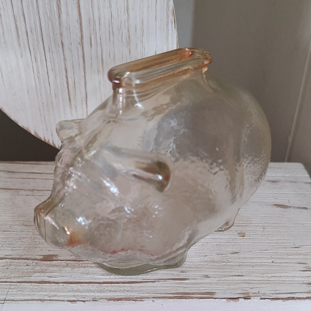 VINTAGE ANCHOR HOCKING CARNIVAL PRIZE DEPRESSION GLASS PIGGY BANK.